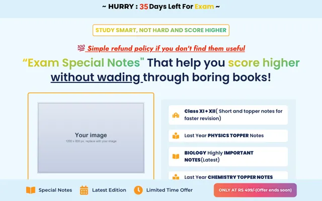 Digital Product: Study Notes Elementor landing page template demo