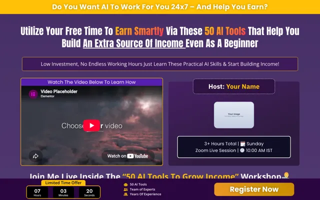 Paid Workshop: AI Skills Elementor landing page template demo