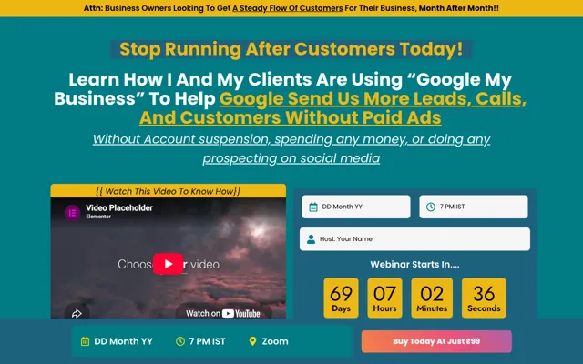 Workshop: Business Growth Elementor landing page template demo