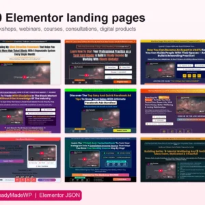 30 Elementor landing page templates for creators, preview grid